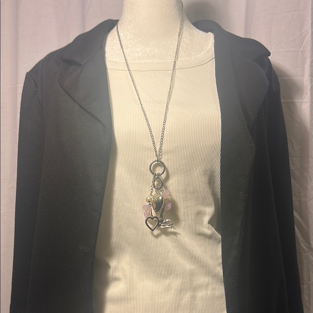 Silver and Pink Charm Necklace